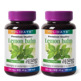 Holidays Premium Lemon Balm Tablets, 90 tablets, 2 units 90 tablets × 2 units / 홀리데이즈 프리미엄 레몬밤 타블렛, 90정, 2개 90정 × 2개