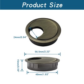 Bonsicoky 2"(50mm) Metal Desk Grommet, Zinc Alloy Desk Cord Hole Cover for Wires Cable Office Desk, Bronze