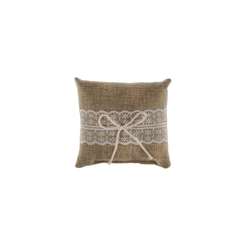 Santex mariage Cushion Jute and Lace 12 cm