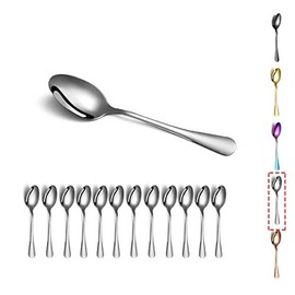 Teaspoons, Kyraton 12 Pieces 14cm Stainless Steel Tea Spoons, Ice Cream Spoons, Dessert Spoons, Coffee Spoons, Golden Spoons Silverware Pack of 6