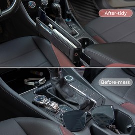 ALIOBC Car Seat Gap Filler Organizer, Car Storage Organizer Front Seat Premium Faux Leather Car Seat Storage Box Car Organizer For Phones, Glasses, Keys, Cards, Black, 1 Pack