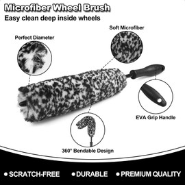 NIKCOSMK Wheel Brush, Wheel & Rim Cleaner Brush, Tire Brush, Wheel Cleaning Brush, Bendable & Durable Car Wheel Brush Set, Car Detailing Brushes, Wheel Brushes for Cleaning Wheels