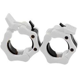 GW Tech Barbell Clamps 2 inch, Heavy Duty Exercise Collars 2" Quick Release Pair of Locking Pro Olympic Weight Bar Plate Locks Collar Clips - (White)
