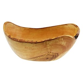 Olive Wood Ovale rustikale Schüssel für Salat/Obst, Holz, Getreide/Natur, 24 x 16 x 10 cm