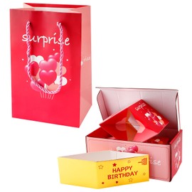 Bojueshaw Surprise Exploding Gift Box - Creative Heart-Shaped Pink Box for Valentine's Day, Birthday, and Special Occasions, with Flying Red Envelopes for A Romantic Gift Surprise