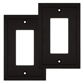 Modern Edge Decorative Wall Plate Switch Plate Outlet Cover, Durable Solid Zinc Alloy (Single Decorator 2PK, Matte Black)