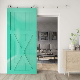 9FT Stainless Sliding Barn Door Hardware Kit for Single Wooden Door,Smoothly and Quietly,Fit 54" Door Panel(T Shape Hanger)