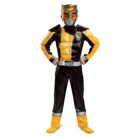 Gold Ranger Outfit for Kids, Beast Morphers Power Ranger Costume, Muscle Padded Character Jumpsuit, Child Size Small (4-6)