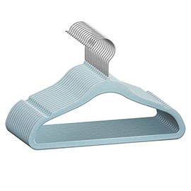 TechZoo 50 Premium Baby Velvet Hangers - 11" Inch Non-Slip Baby Hangers, Ultra-Slim Space-Saving Children Hangers - 360° Swivel Hook, Strong & Durable Infant & Toddler Clothes Hangers - Blue