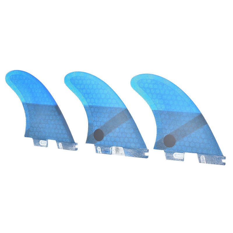 Fiberglass FCS2 Stylish Convenient Blue Surfboard Tail Fin Flexible Stable