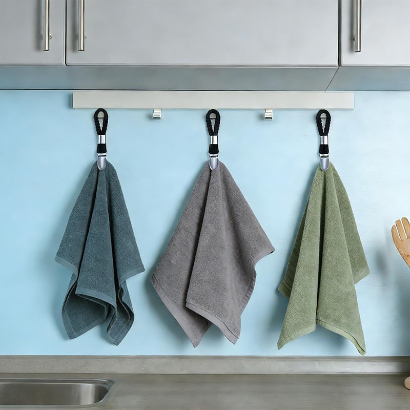 Innovess 6 Pcs Black Towel Clips, Metal Tea Towel Hooks,