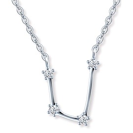 MicLee Women's 925 Sterling Silver Cubic Zirconia Necklace 12 Constellations Zodiac Sign Pendant Silver Chain with Gift Bag Super Gift for Couples Mother Daughter, Silver, Cubic Zirconia