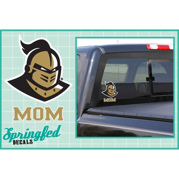 UCF Knights GOLD MOM w/KNIGHTRO MASCOT Vinyl Decal Central Florida Knights Car Window Sticker
