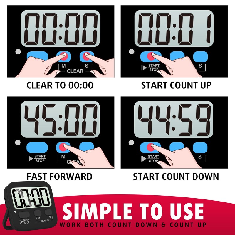 Antonki Timer, 2 Pack Timer for Kids, Kitchen Timers, Digital