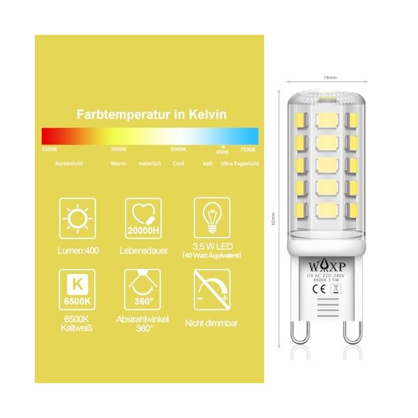 WAXP WAXP G9 LED Lampe Kalteswei? 3.5W, Entspricht Class F