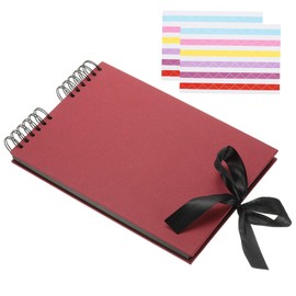 PATIKIL Scrapbook Photo Albums, 8x12 Inch 80 Pages Hardcover Scrapbooking Book DIY Album Supplies Kit with Sticker Ribbon for Gift Journal Memory Book Wedding Anniversary, Red, 1 Pcs