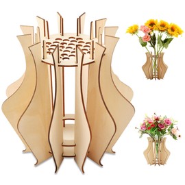Vase for Building Block Flower Arrangements, Wooden Puzzle Vase, Bouquet Display Stand for Roses Cherry Blossom Sunflower Tulips Daffodils Lotus