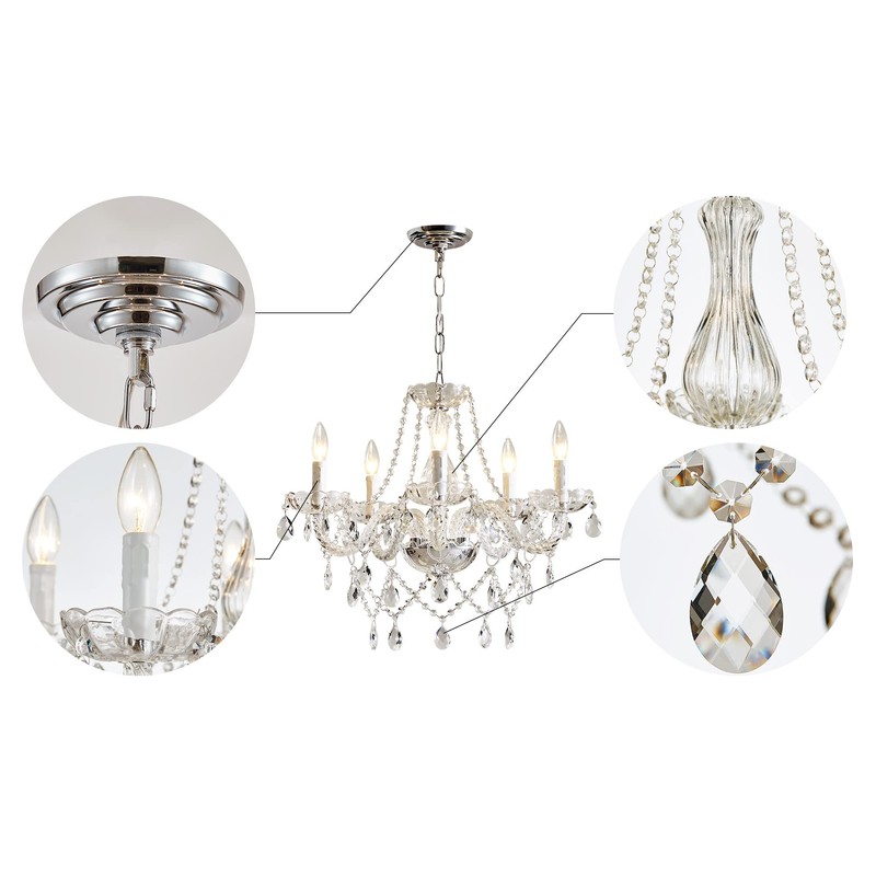 Saint Mossi 5 Light Modern Contemporary Elegant K9 Crystal Glass