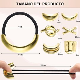 6 Pcs Diademas Doradas,Elásticas Geométricas de Metal,Diseño Moderno para Coletas,Vintage,Elegantes Accesorios Geométricos para el Cabello,Regalo Perfecto para Mujeres y Niñas