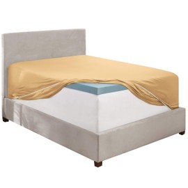 Clara Clark Fitted Sheet Twin XL Size, Super Soft Twin XL Fitted Sheet Only Fits up to 16 Inch Mattress - Wrinkle, Fade, Stain Resistant Twin XL Size Fitted Sheet - Camel Gold Fitted Sheet