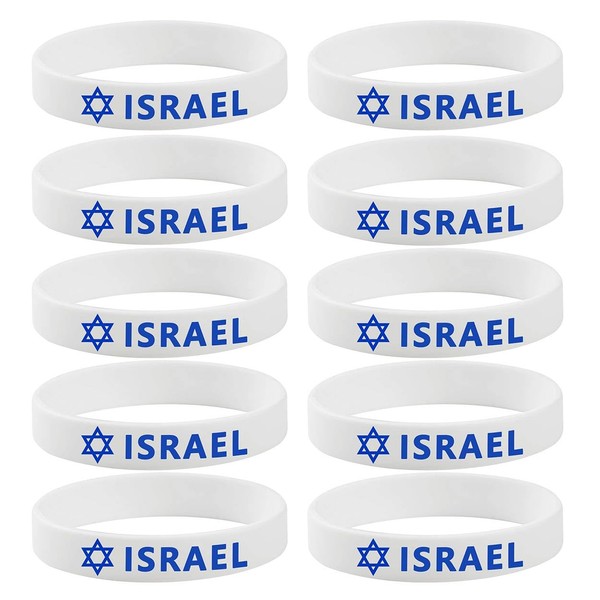 10 Pack Israel Bracelets Rubber Israel Flag I Stand With Israel Support Israel Silicone Wristbands for Men&Women