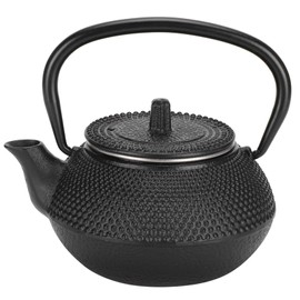 Cast Iron Teapot, 0.3L Household Teapot with Strainer Modeled After a Japanese Tea Kettle, Plum Blossom Braided Iron Tea Set, 0.3L Teapot with Strainer Made of Cast Iron