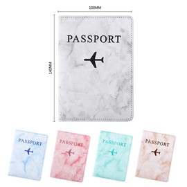 MANJIAMEI Universal Passport Holder for Women, Marble Passport Cover for Men, PU Leather Passport Protector Travel Wallet Case Card Holder for Cash Credit Card Boarding Passes (Grey)