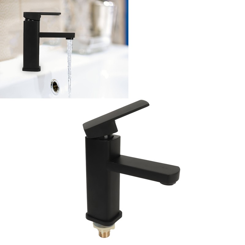 Sink Faucet Black Single Handle Single Hole Cold Stainless Steel