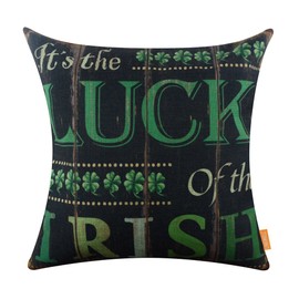 LINKWELL 18"x18" St. Patrick's Day It is The Luck of The Irish Burlap Throw Pillow Case Seat Cushion Cover CC1241