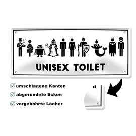 schilderkreis24 - Funny Toilet Saying Motif "Unisex Toilet" Decorative Metal Sign Bar Pub Sign for Toilet Bathroom Toilet Bathroom Gift Idea 28 x 12 cm