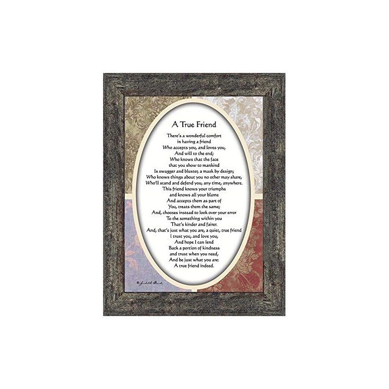 Vintage A True Friend, Poem About True Friendship, 7x9 77933BW