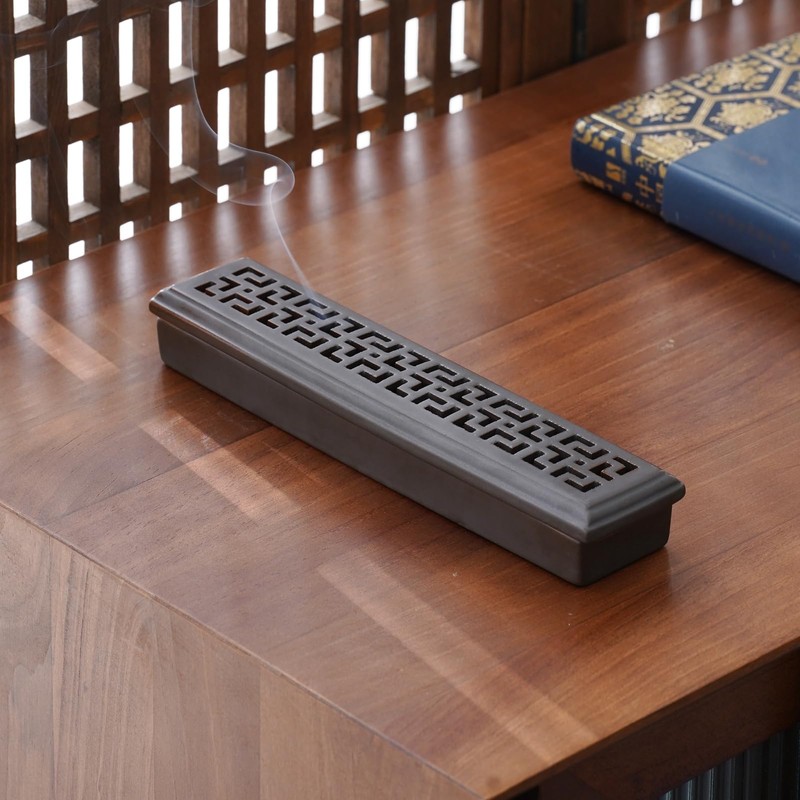 CEREMONY Incense Holder,Ceramic Incense Holder for Sticks with Ash Catcher,Coffin