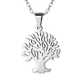 FOCALOOK Women Necklaces,Stainless Steel Tree of Life Yggdrasil Pendant Necklace for Ladies Gilrls 20 Inch Rolo Chain Gift Packed