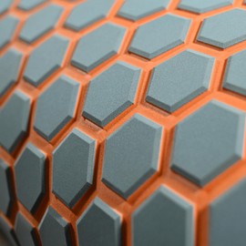 Haiping Line Small Hexagonal 98.4"X43.31"EVA Self-Adhesive eva Foam Boat Flooring for Yacht Pool Boat Flooring Sheet Thick Non-Skid mat (Small Hexagonal, Light Grey and Orange, 98.4"X43.31")