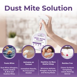 Hygea Natural Dust Mite Spray - Eliminates Dust Mites, Carpet Mites, Rodent Mites, Bird & Scabies Mites - Pet & Child Friendly - 24oz (unscented)