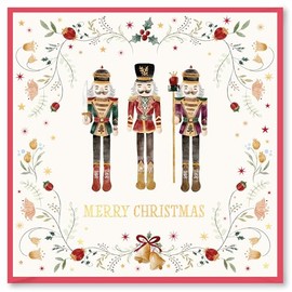 Design By Violet Merry Christmas Card Nutcracker Design- 15cm x 15cm - Red Envelope, Blank Insert - Xmas Card, Card for Christmas, UK Design