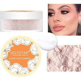 Bluemega Makeup Powder Loose Face Powder Polvo Fijador Suave, Translúcido, Cobertura Extra, Acabado Mate, Absorbe la Grasa, Polvo de Maquillaje Vegano, Ligero y con Puff (2#)