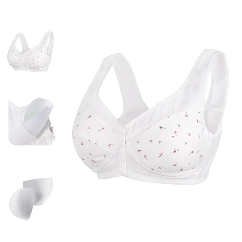 Numgug Daisy Bras for Older Women, Front Snap Closure Bras,with