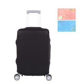 Washable Elastic Luggage Bag Cover, Travel Suitcase Protective Cover with Luggage Waterproof Stickers Labels for DIY Patterns, Dust Anti-Scratch Protector Bag (Black, XL(29"-32" Suitcase))