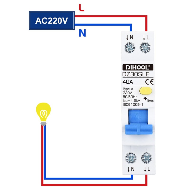 DIHOOL Type a RCBO ELCB RCD 18mm width Circuit Breaker(30mA