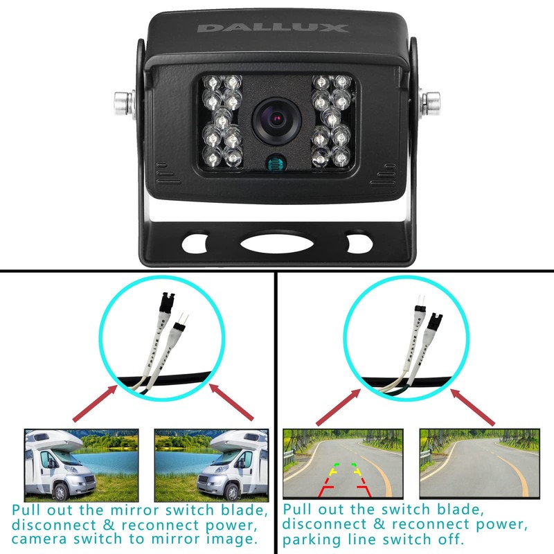 Truck backup Camera with Parking Line Switch ON/OFF for Bus/Travel