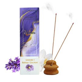 Zivanta Serene Aura Incense Sticks – Lavender, Bakhoor & Zivamani – 9" Charcoal-Free Agarbatti with Clay Holder – Eco-Friendly Packaging – 150 Sticks for Meditation, Relaxation & Stress Relief