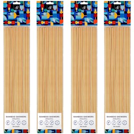 DecorRack 12" Natural Bamboo Skewers Sticks, 400 Wood Skewers for BBQ, Grilling, Kabob, Appetizers, Fruits, Smores, Cocktail, Brunch, Fondue Sticks, Barbeque, DIY Crafting, 12 inch (400 pack)