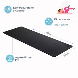 U can - Tapete de yoga mat y ejercicio | PU 5 mm grosor | Antideslizante y antiderrapante | Ecofriendly | Grueso 183x68 cm | Bueno y profesional UCAN 