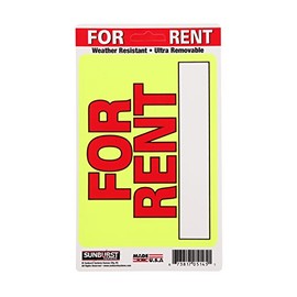 Sunburst Systems 5145 For Rent Decal,Ultra Removeable, for Businesses, Rental Property, Houses,6.5" x 4.5", Neon Yellow