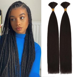 Kinky Straight Bulk Hair for Braiding No Weft 2 Bundles 160g Quality Faux Braiding Hair Extensions for Boho Braids Wet and Wavy Kinky Straight Bulk Hair for Micro braiding (22Inch, Natural Black)