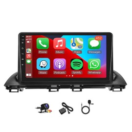 IKASEFU 9 inch Android 13 Wireless CarPlay Android Auto Car Radio Receiver for Mazda3 Axela 2014-2019, 2+32G Touch Screen Double Din Car Stereo with GPS Navigation WiFi Bluetooth AHD Backup Camera Mic