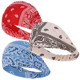 Aquamie Hair Band, Paisley Pattern, Hair Turban, Wide, Wide, Stylish, Sweatproof, Sports, Facial Cleansing, Turban, 3 Colors Set (D Set)