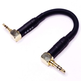 CNCESS CESS-067 Cable de conexión blindado de audio corto de 3,5 mm para apilar DAP y amplificador, ángulo recto de 3 pulgadas