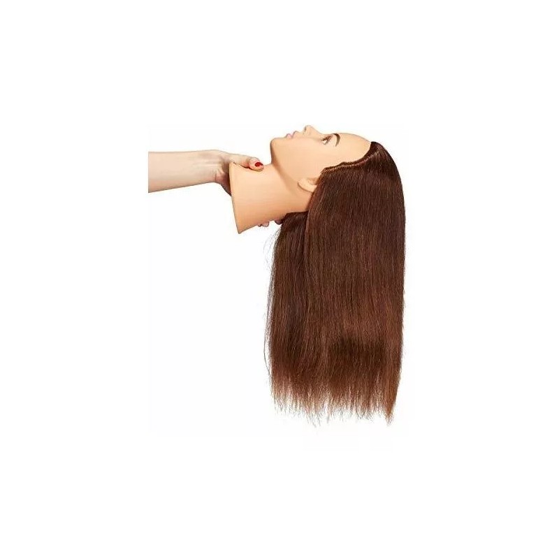 Hairingrid Maniqui Cabeza Cabello Natural Castaño Oscuro 55cm Hairingri